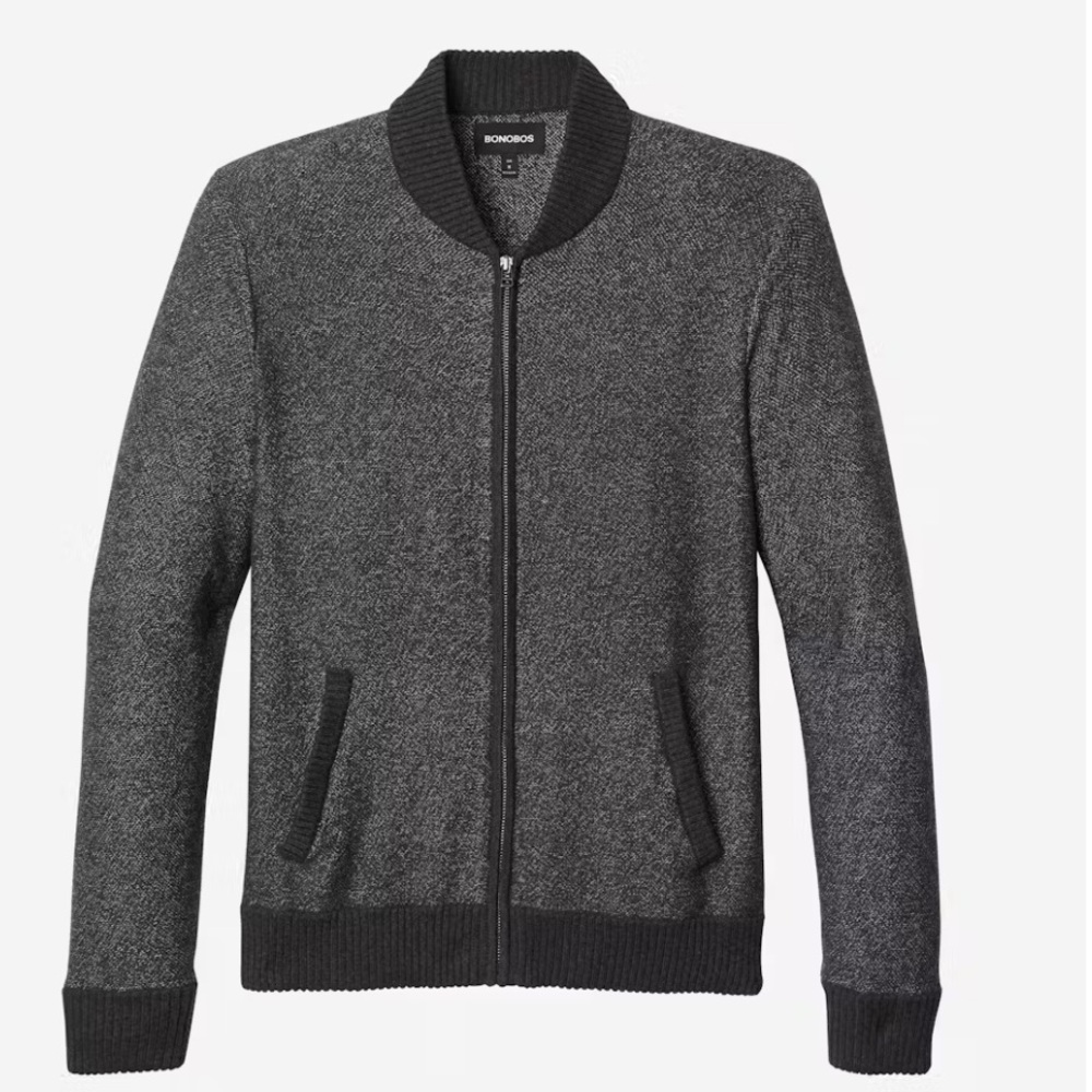 Bonobos Cotton Cashmere Bomber Sweater size medium in charcoal